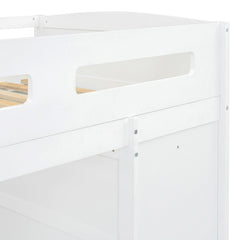 Bellemave® Loft Bed with Desk and Wardrobes, 4 Drawers and 4 Shelves