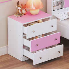 Bellemave® 3-Drawer Wooden Nightstand with Colorblock Design and Plastic Handle