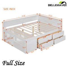 Bellemave® Wooden Daybed with Drawers and Shelves