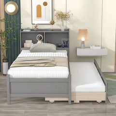 Bellemave® Platform Bed with Twin Trundl and 3 Drawers