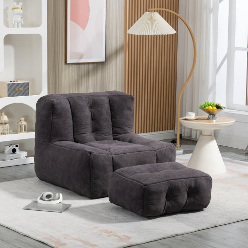 Bellemave Fluffy Bean Bag Chair with Memory Foam and ottoman