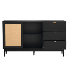 Bellemave® Featured Two-door Storage Cabinet with Three Drawers and Metal Handles