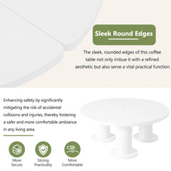 Bellemave® Easy Assembly Round Petal-Shaped Coffee Table with 3 Thick Legs and Sleek Round Edges