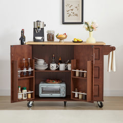 Bellemave® Kitchen Island with Drop Leaf Countertop, Storage Cabinet and Tower Rack