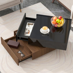 Bellemave® Square 360°Rotating Coffee Table with 2 Drawers