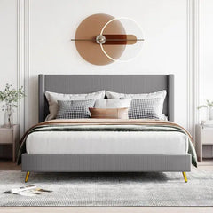 Bellemave® Queen Size Corduroy Platform Bed with Metal Legs