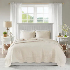 Bellemave 3 Piece Reversible Scalloped Edge Quilt Set Bellemave