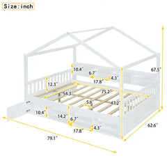 Bellemave® Wooden House Bed with Shelves and a Mini-cabinet Bellemave®