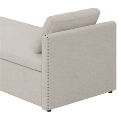 Bellemave® Modern Upholstered Chaise Lounge with Pillows and 2 Drawers, No Mattress Needed