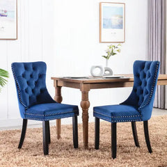 Bellemave® 2-Pcs Set Modern High-end Tufted Solid Wood Contemporary Velvet Upholstered Dining Chair with Wood Legs Nailhead Trim Bellemave®