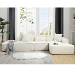 Bellemave® 129.5" L-shaped Modular Combination Sofa Set with 3 Pillows