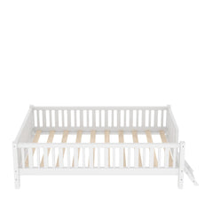 Bellemave® Wood Twin Size Platform Bed with Guardrail, Kids Bed Frame with Stairs Bellemave®