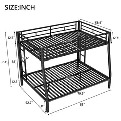 Bellemave® Full XL over Queen Metal Bunk Bed with Ladder and Guardrails