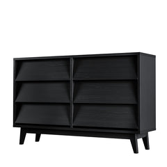 Bellemave® 6 Drawer Double Dresser Features Vintage-style and Bevel Design