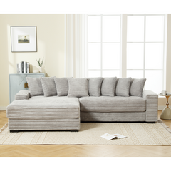 Bellemave® 111" Oversized Two-Piece L Shaped Corduroy Sofa with Armrests and 8 Throw Pillows