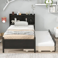 Bellemave® Platform Bed with Twin Trundl and 3 Drawers