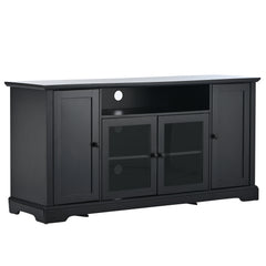 Bellemave® TV Stand for TV up to 65in with 2 Tempered Glass Doors Adjustable Panels Open Style Cabinet