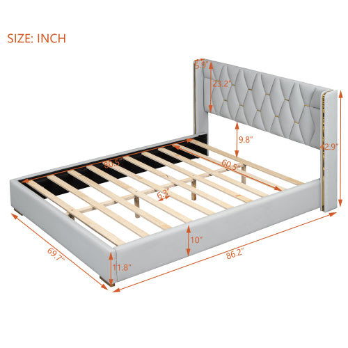 Bellemave® Upholstered Platform Bed with Metal Strips Bellemave®