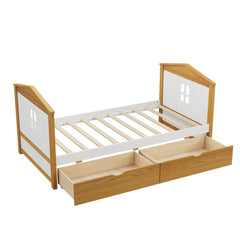 Bellemave® Twin Size House Shape Bed with Two Drawers