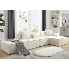 Bellemave® 129.5" L-shaped Modular Combination Sofa Set with 3 Pillows