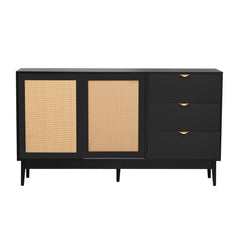 Bellemave® Featured Two-door Storage Cabinet with Three Drawers and Metal Handles