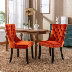 Bellemave® 2-Pcs Set Modern High-end Tufted Solid Wood Contemporary Velvet Upholstered Dining Chair with Wood Legs Nailhead Trim Bellemave®