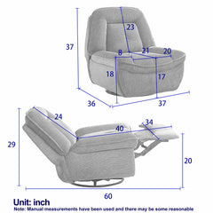 Bellemave® 360 Degree Corduroy Swivel Upholstered Manual Recliner Chair