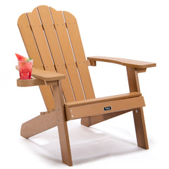 Bellemave® Adirondack Chair with Cup Holder All-Weather and Fade-Resistant Plastic Wood