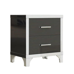 Bellemave® Mirrored Bedside Table with 2 Drawers and Metal Handle