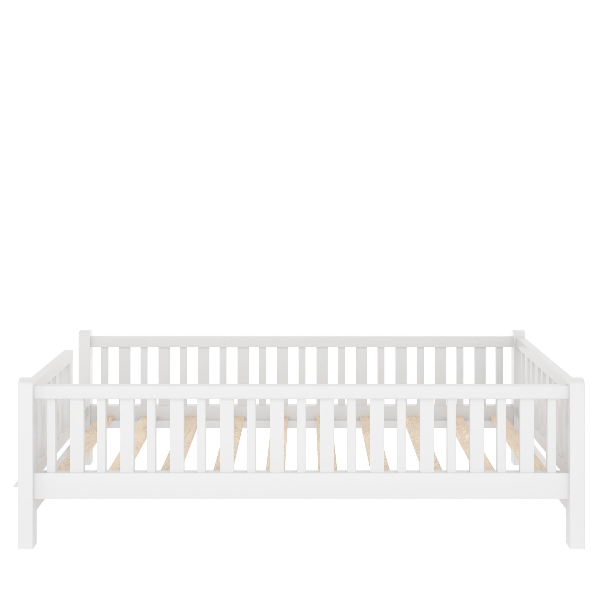 Bellemave® Wood Twin Size Platform Bed with Guardrail, Kids Bed Frame with Stairs Bellemave®