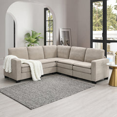 Bellemave® 89" Oversized Velvet Modern L-Shaped Sectional Sofa with Double Cushions