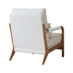 Bellemave® Modern Teddy Fabric Accent Chair with Oak Wood Frame