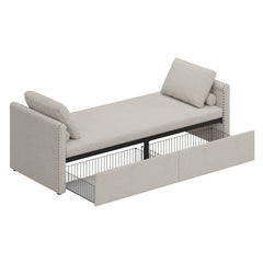 Bellemave® Modern Upholstered Chaise Lounge with Pillows and 2 Drawers, No Mattress Needed