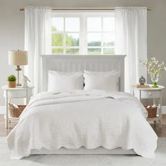 Bellemave 3 Piece Reversible Scalloped Edge Quilt Set Bellemave