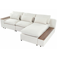 Bellemave® L-shaped Modular Sectional Sofa with Removable Back Cushions,3 Pillows and 2 Storage Spaces