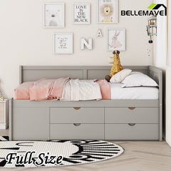 Bellemave® Wooden Daybed with Drawers and Shelves