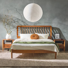 Bellemave® Mid-Century Modern Solid Wood Spindle Bed