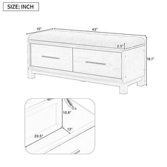 Bellemave® Shoe Bench with Removable Cushion and Hidden Storage