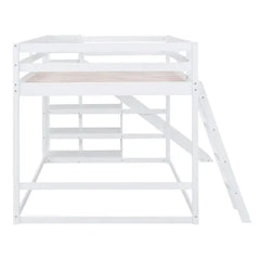 Bellemave® Full Size Floor Bunk Bed with Ladder, Slide and Shelves