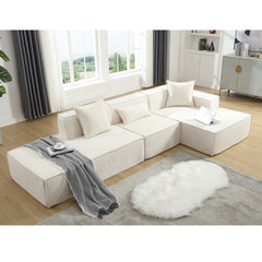 Bellemave® 129.5" L-shaped Modular Combination Sofa Set with 3 Pillows