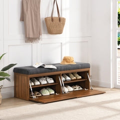 Bellemave® 49" Shoe Storage Bench Entryway with Padded Seat Cushion and Double Doors