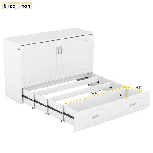 Bellemave® Murphy Bed Wall Bed with drawer and a set of Sockets & USB Ports, Pulley Structure Design Bellemave®