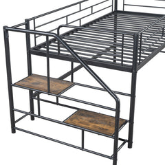 Bellemave® Twin Size Low Loft Bed with Storage Stairs