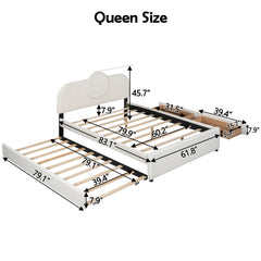 Bellemave® Upholstered Platform Bed with Multi-functional Headboard, Trundle Bed and 2 Drawers