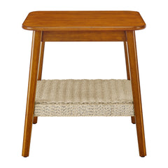 Bellemave® 23" Mid-Century Side Table with Woven Shelf