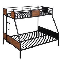 Bellemave® Twin Over Full Modern Metal Bunk Bed with Safety Rail and Built-In Ladder