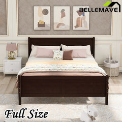 Bellemave® Wood Sleigh Platform Bed with Headboard，Footboard and Wood Slat Support