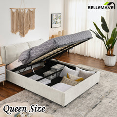 Bellemave® Storage Upholstered Hydraulic Platform Bed with Integrated Headboard