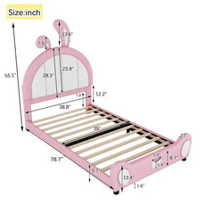 Bellemave® Twin Size Upholstered Platform Bed with Ribbit Shaped Headboard