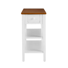 Bellemave® Narrow 2-Tone End Table with USB Charging Ports and Sold Wood Table Legs